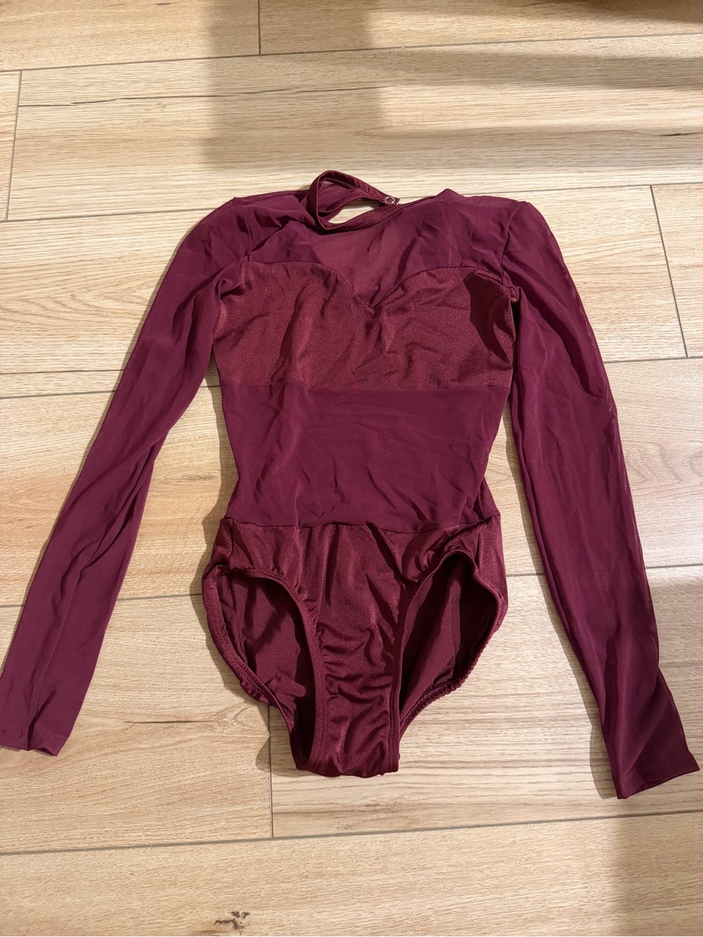 body wrappers mesh burgundy leotard